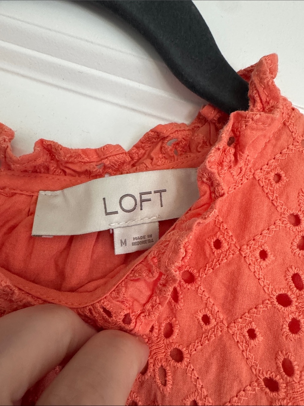LOFT Coral Eyelet Sleeveless Peplum Tank - Picture 2 of 3